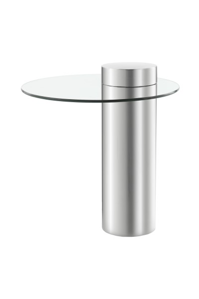 Moderner Glastisch / Beistelltisch Ontario 125 Silber / Klar